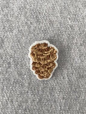 1 Embroidered Little Pine Cone Iron-on Patch 1.9cm x 2.4cm